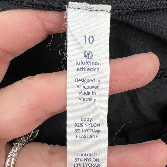Lululemon Size 10 Pants Sun Salutation Crop Black Fold Over Waist Ruched Loose - Picture 11 of 14